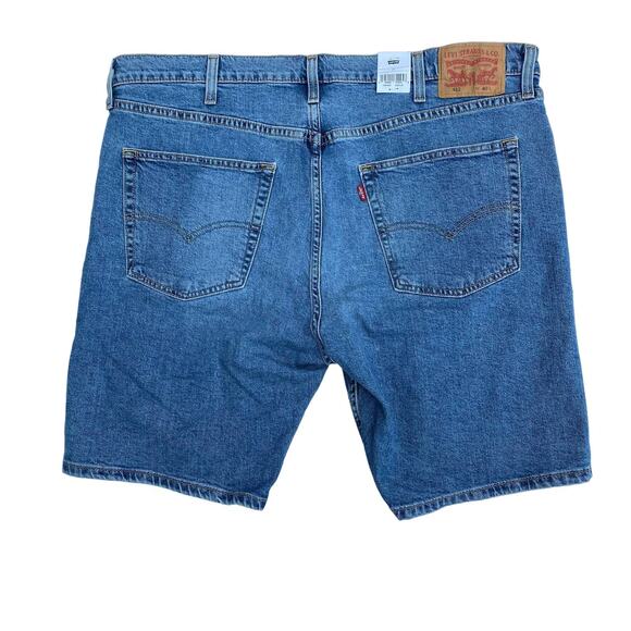 New Levi's 412 Men's Stretch Ripped Medium Wash Bermuda Slim Denim Shorts 40 - Picture 3 of 7